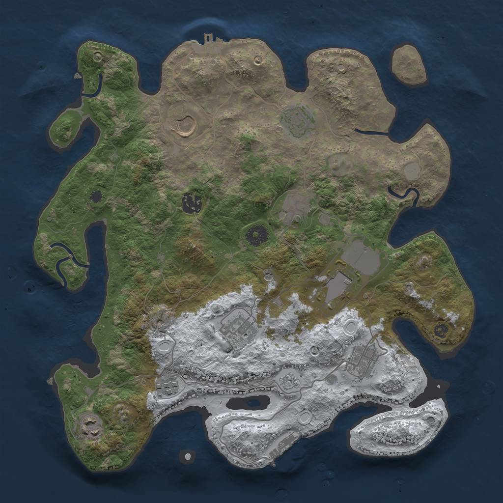 Rust Map: Procedural Map, Size: 3560, Seed: 520287, 18 Monuments