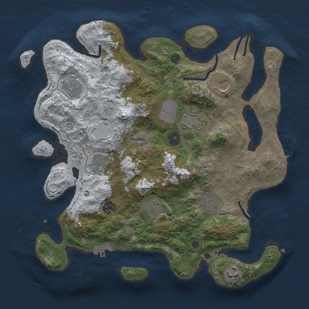 Rust Map: Procedural Map, Size: 3560, Seed: 3823226, 18 Monuments