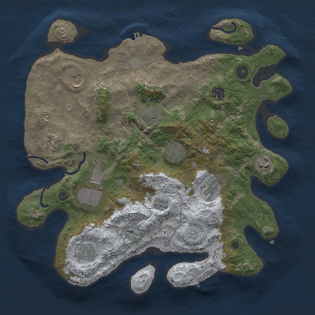 Rust Map: Procedural Map, Size: 3560, Seed: 3680621, 19 Monuments