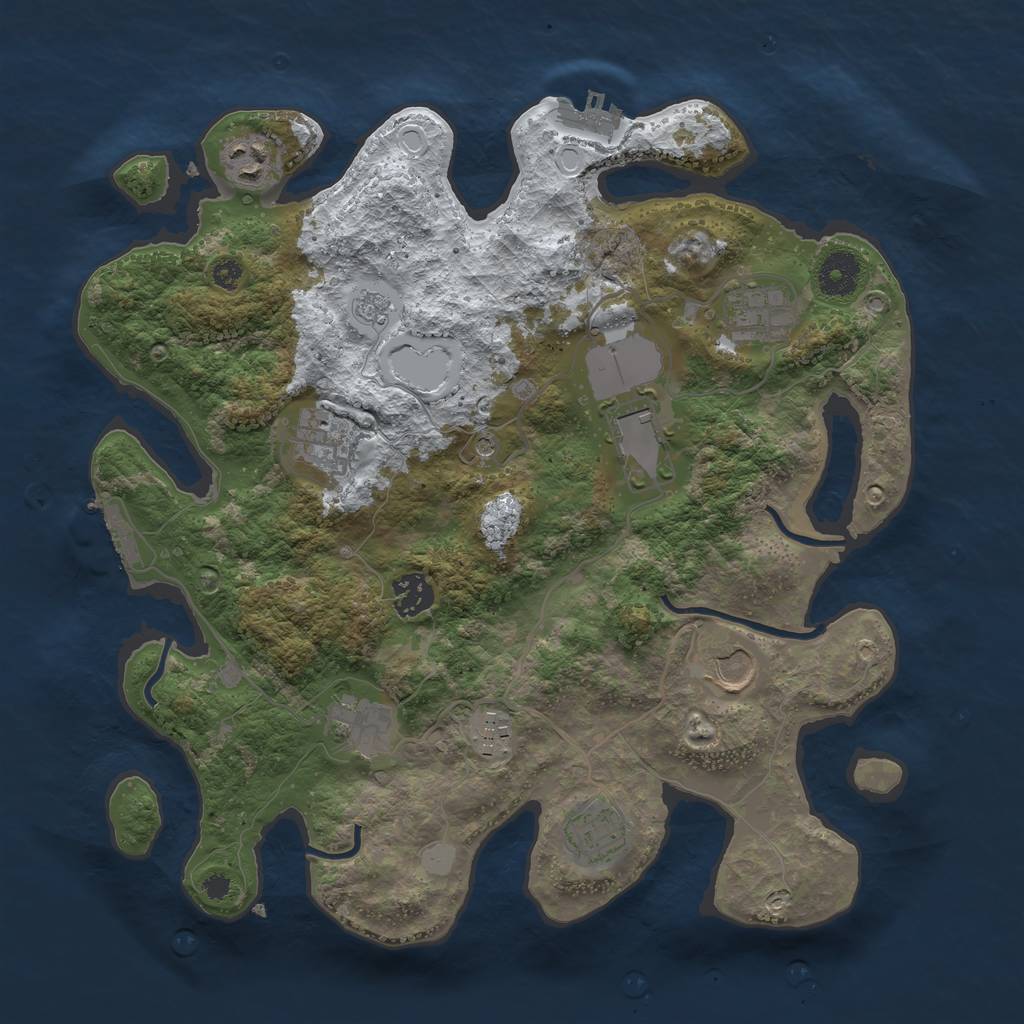 Rust Map: Procedural Map, Size: 3560, Seed: 2376952, 18 Monuments