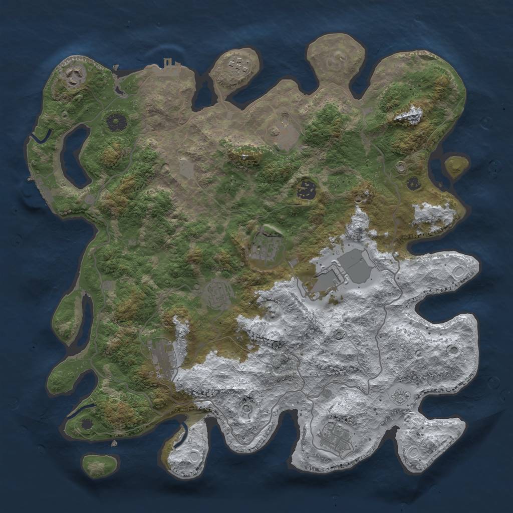 Rust Map: Procedural Map, Size: 4000, Seed: 850312667, 18 Monuments