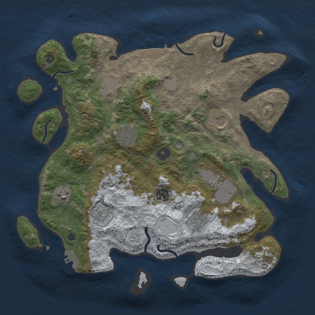 Rust Map: Procedural Map, Size: 3560, Seed: 3078491, 17 Monuments