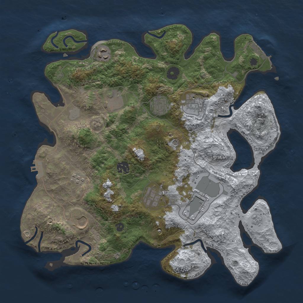 Rust Map: Procedural Map, Size: 3560, Seed: 3936260, 18 Monuments