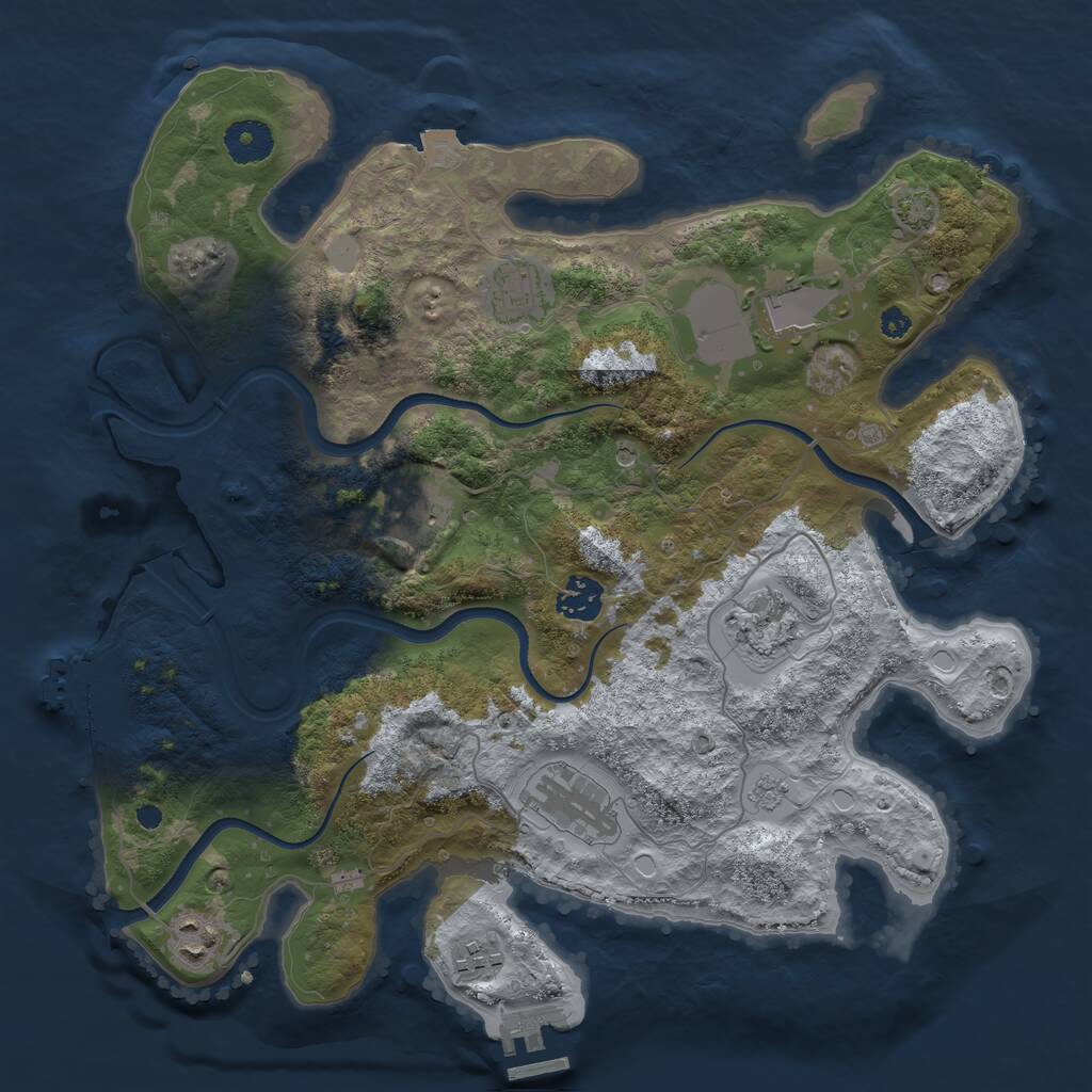 Rust Map: Procedural Map, Size: 3560, Seed: 3075219, 14 Monuments