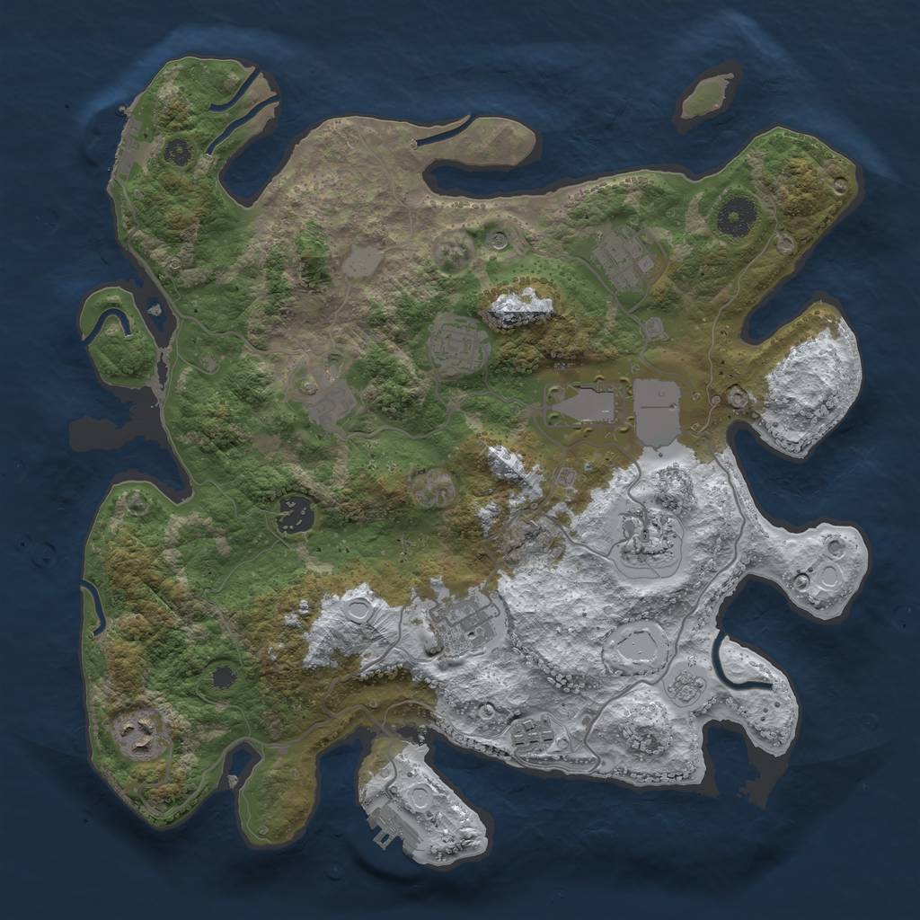 Rust Map: Procedural Map, Size: 3560, Seed: 3075219, 18 Monuments