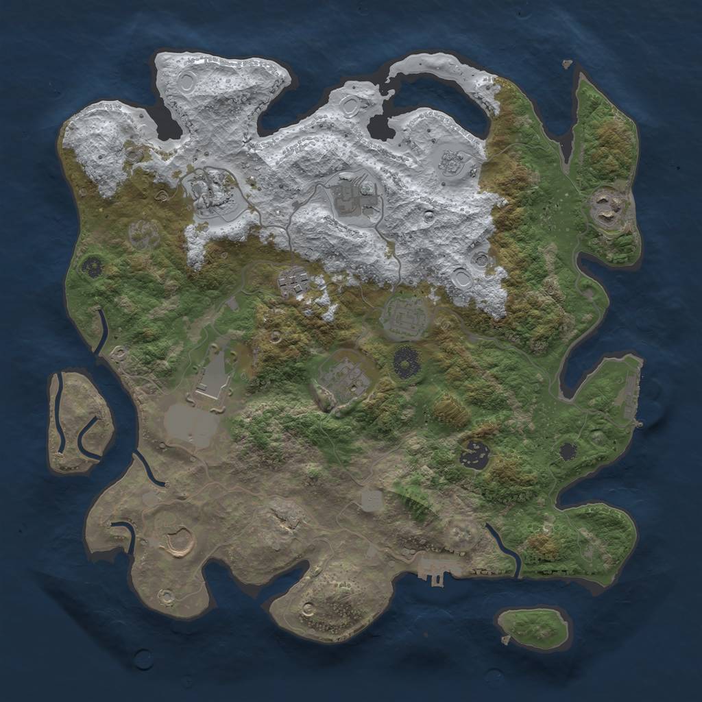 Rust Map: Procedural Map, Size: 3560, Seed: 4631458, 18 Monuments