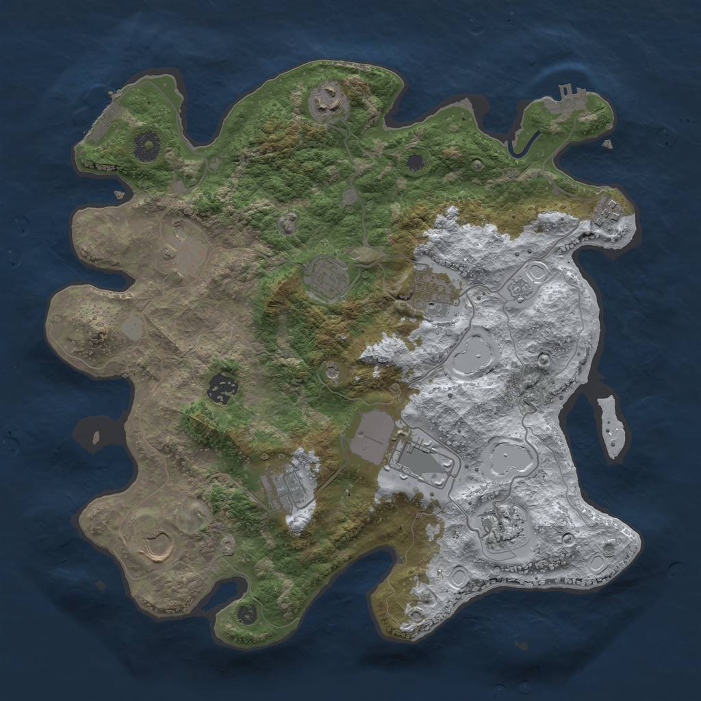 Rust Map: Procedural Map, Size: 3560, Seed: 2773342, 19 Monuments