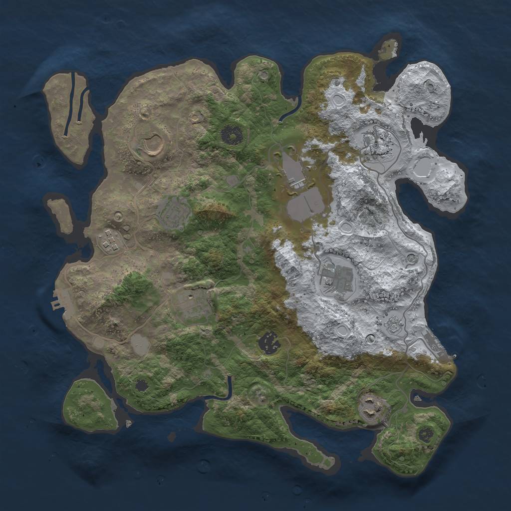 Rust Map: Procedural Map, Size: 3560, Seed: 1462900, 18 Monuments