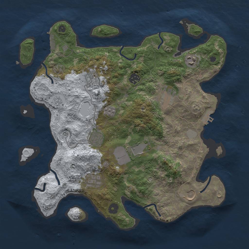 Rust Map: Procedural Map, Size: 3560, Seed: 391133, 18 Monuments