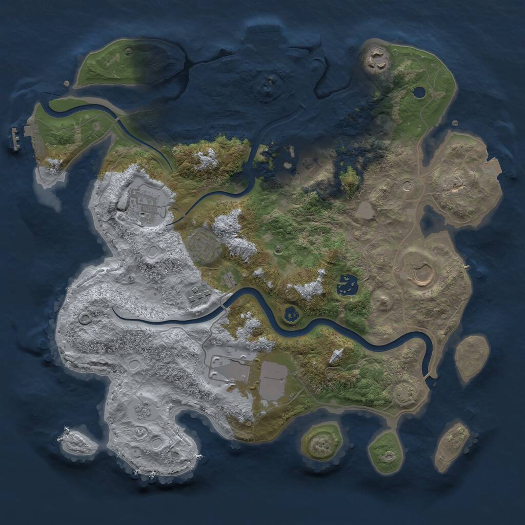 Rust Map: Procedural Map, Size: 3560, Seed: 3399036, 14 Monuments