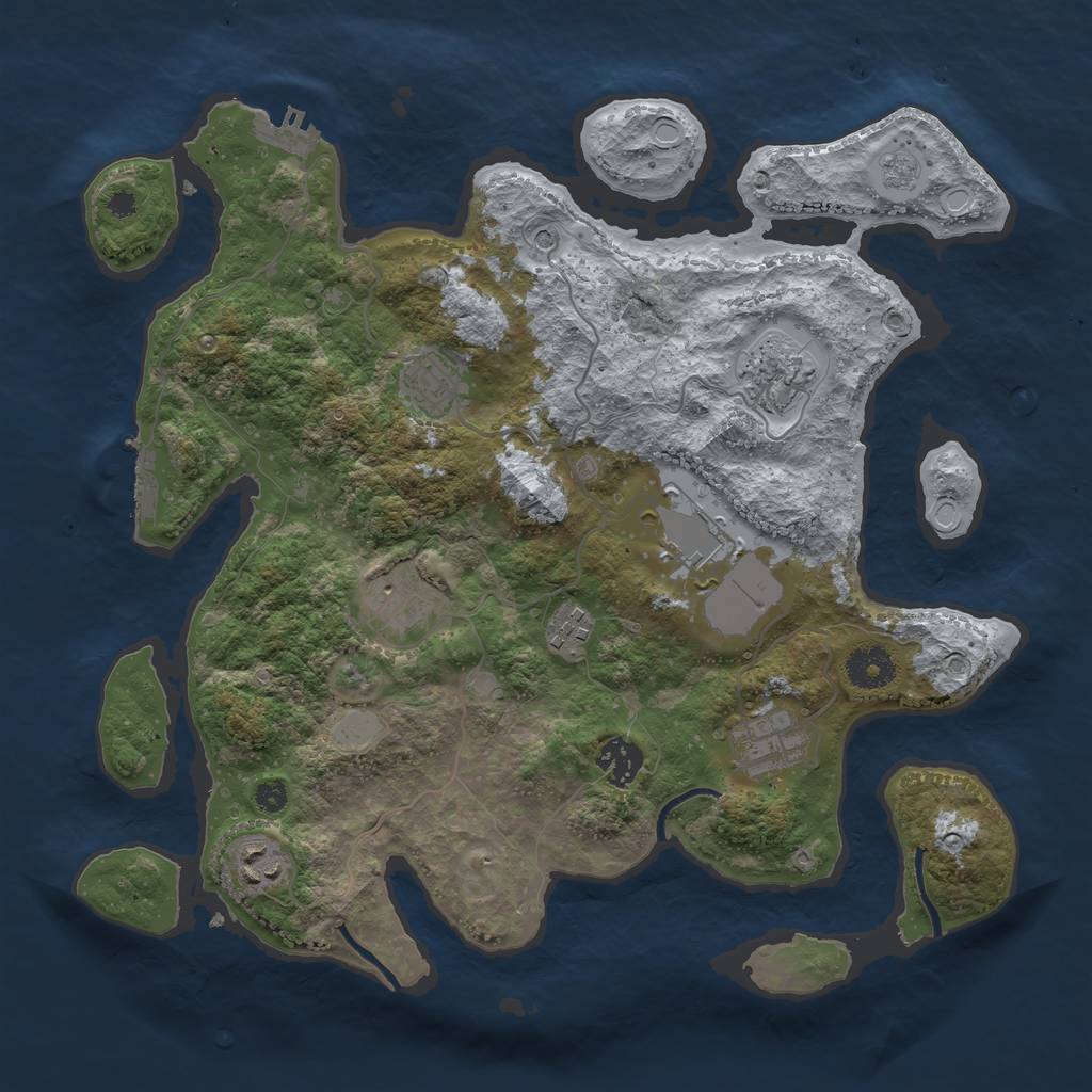 Rust Map: Procedural Map, Size: 3550, Seed: 124109, 17 Monuments