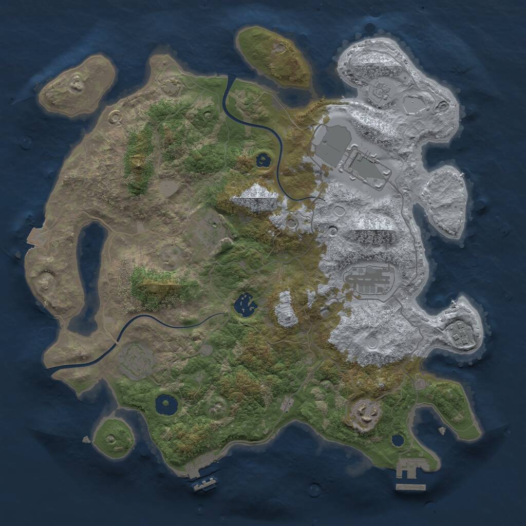 Rust Map: Procedural Map, Size: 3560, Seed: 1193165, 13 Monuments