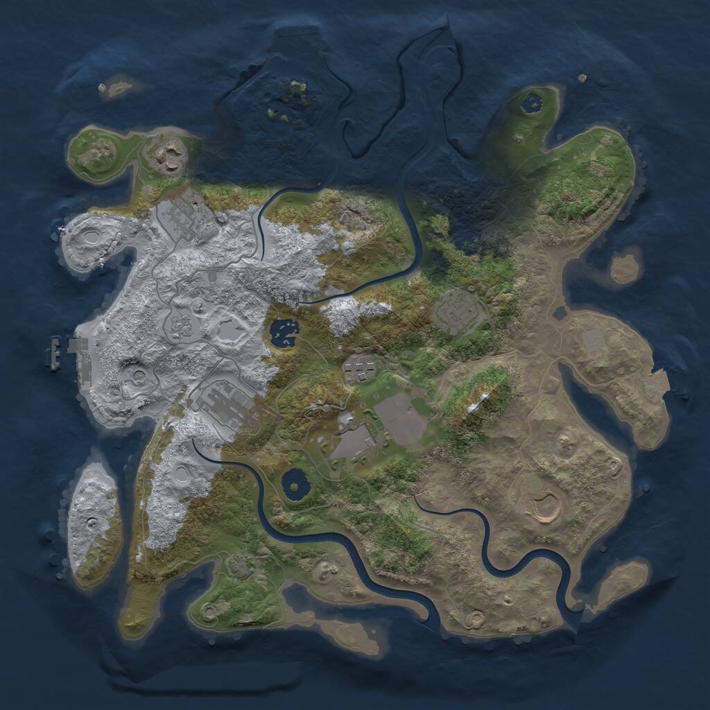 Rust Map: Procedural Map, Size: 3560, Seed: 220574, 14 Monuments