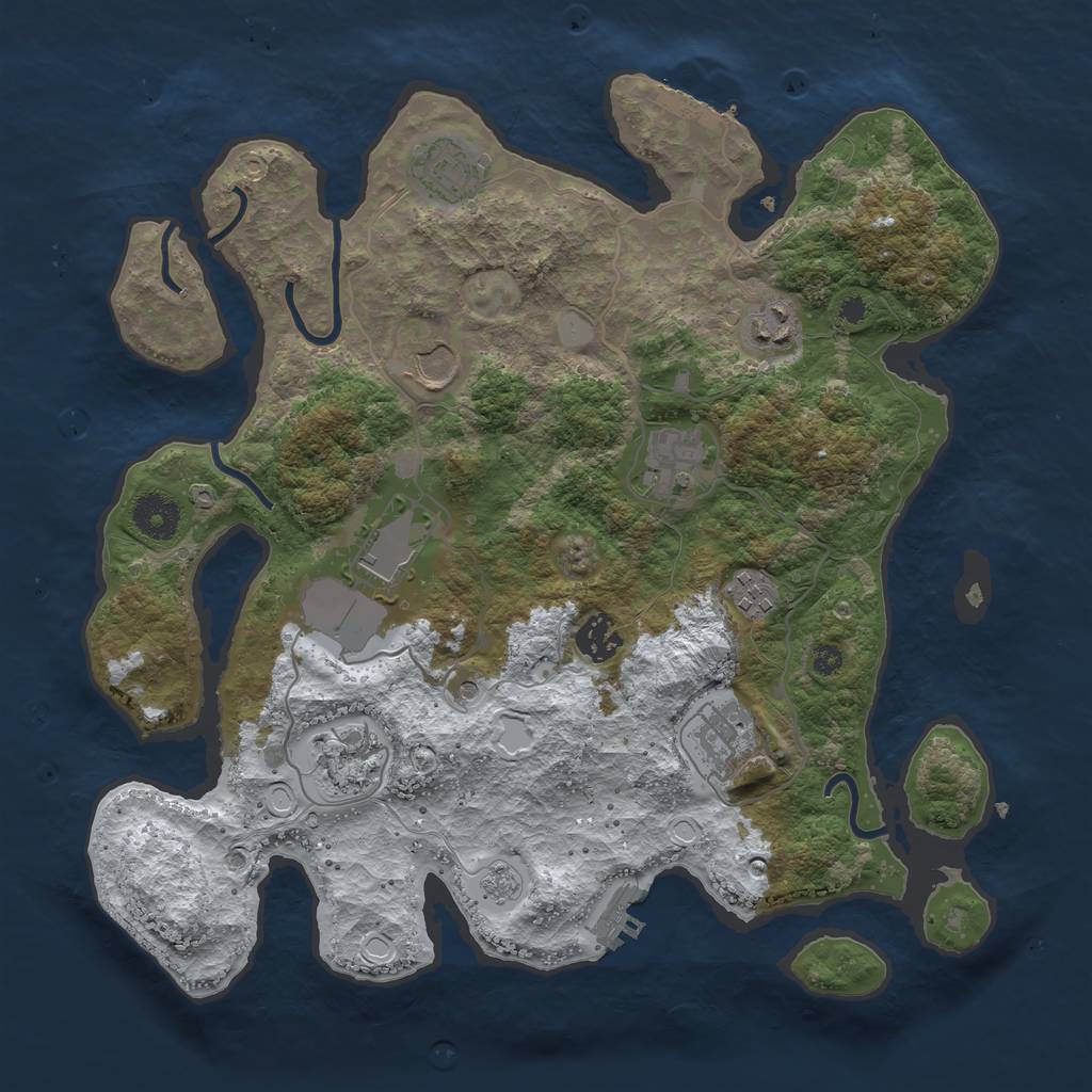 Rust Map: Procedural Map, Size: 3560, Seed: 2516198, 18 Monuments