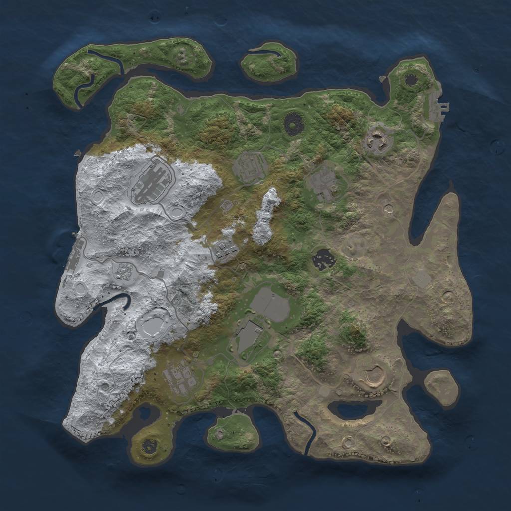 Rust Map: Procedural Map, Size: 3560, Seed: 4170034, 18 Monuments