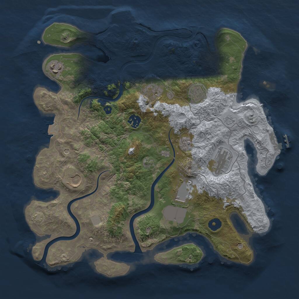 Rust Map: Procedural Map, Size: 3560, Seed: 999504, 14 Monuments