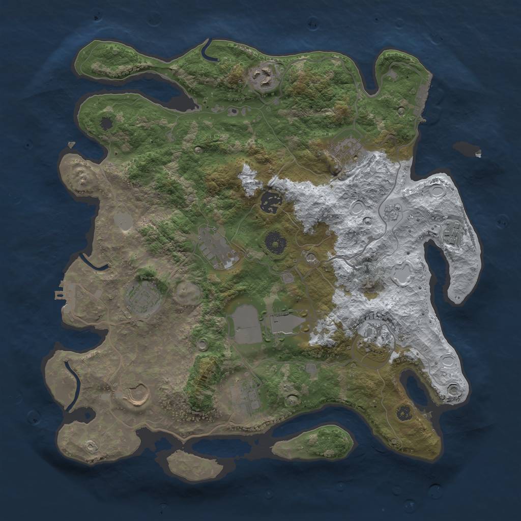 Rust Map: Procedural Map, Size: 3560, Seed: 999504, 19 Monuments