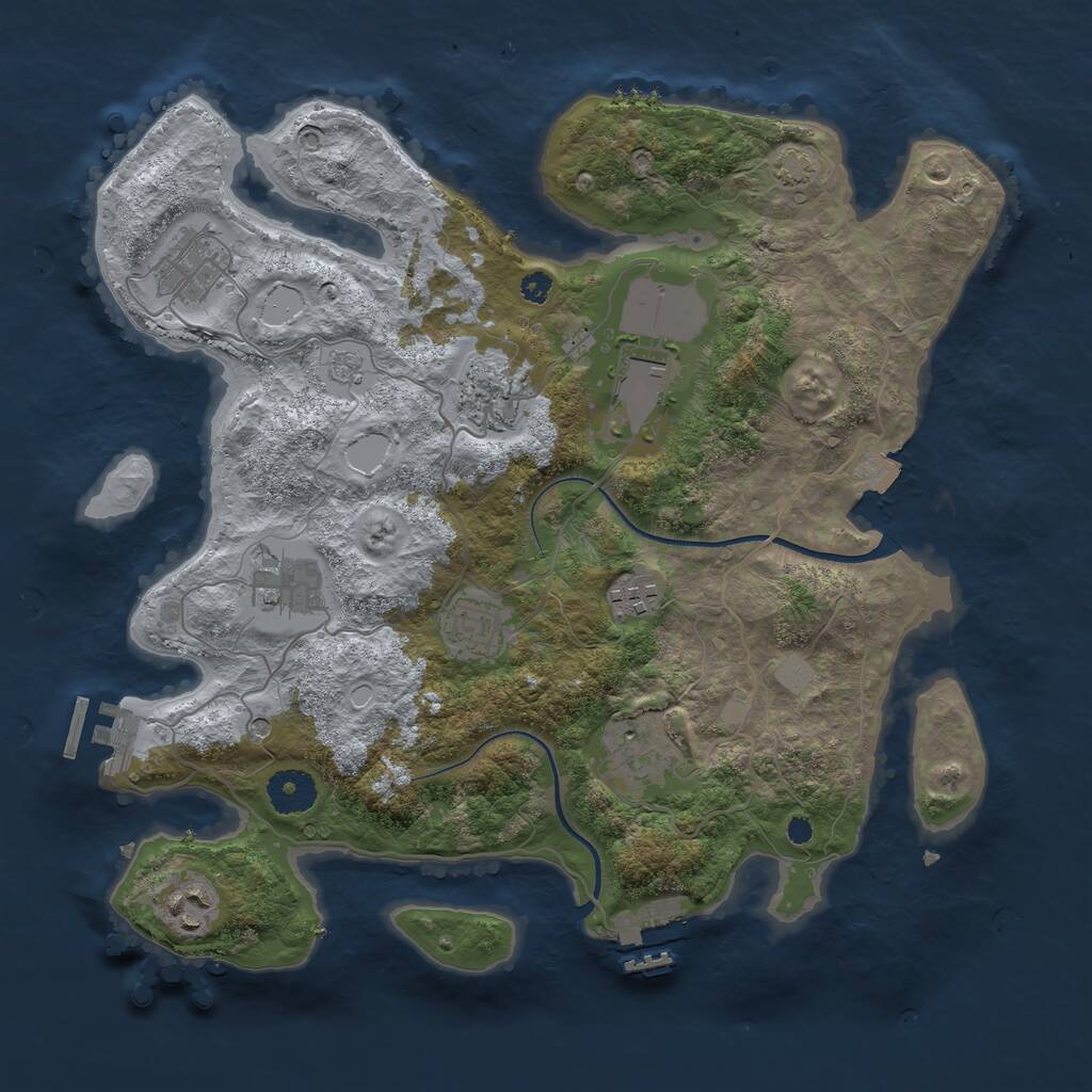 Rust Map: Procedural Map, Size: 3500, Seed: 1571631541, 14 Monuments