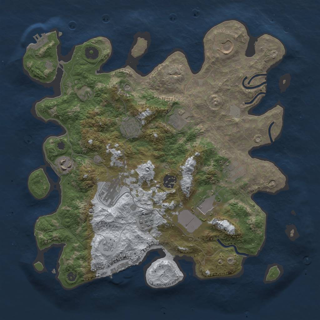 Rust Map: Procedural Map, Size: 3550, Seed: 307105, 18 Monuments