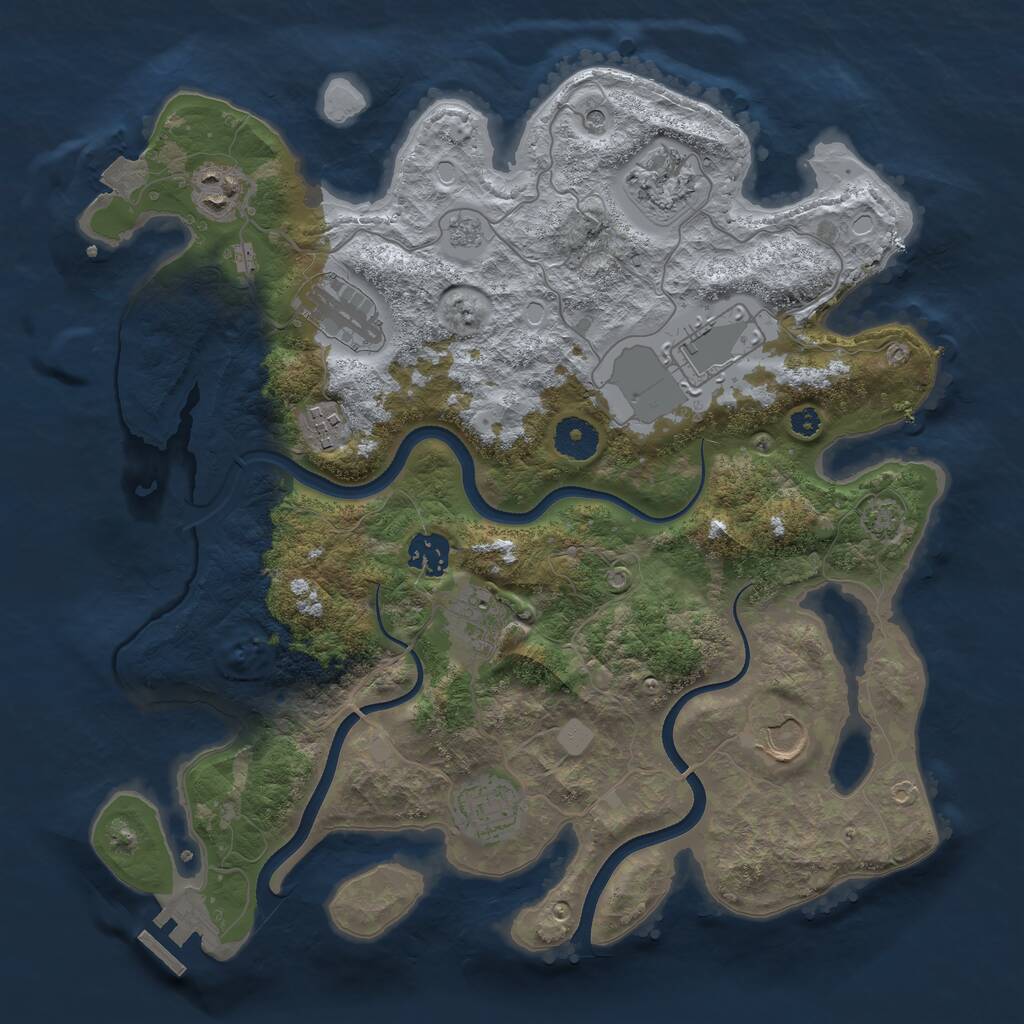 Rust Map: Procedural Map, Size: 3560, Seed: 2966422, 14 Monuments