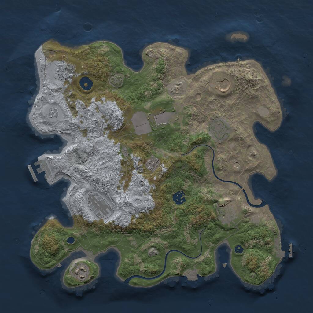 Rust Map: Procedural Map, Size: 3560, Seed: 3945329, 15 Monuments