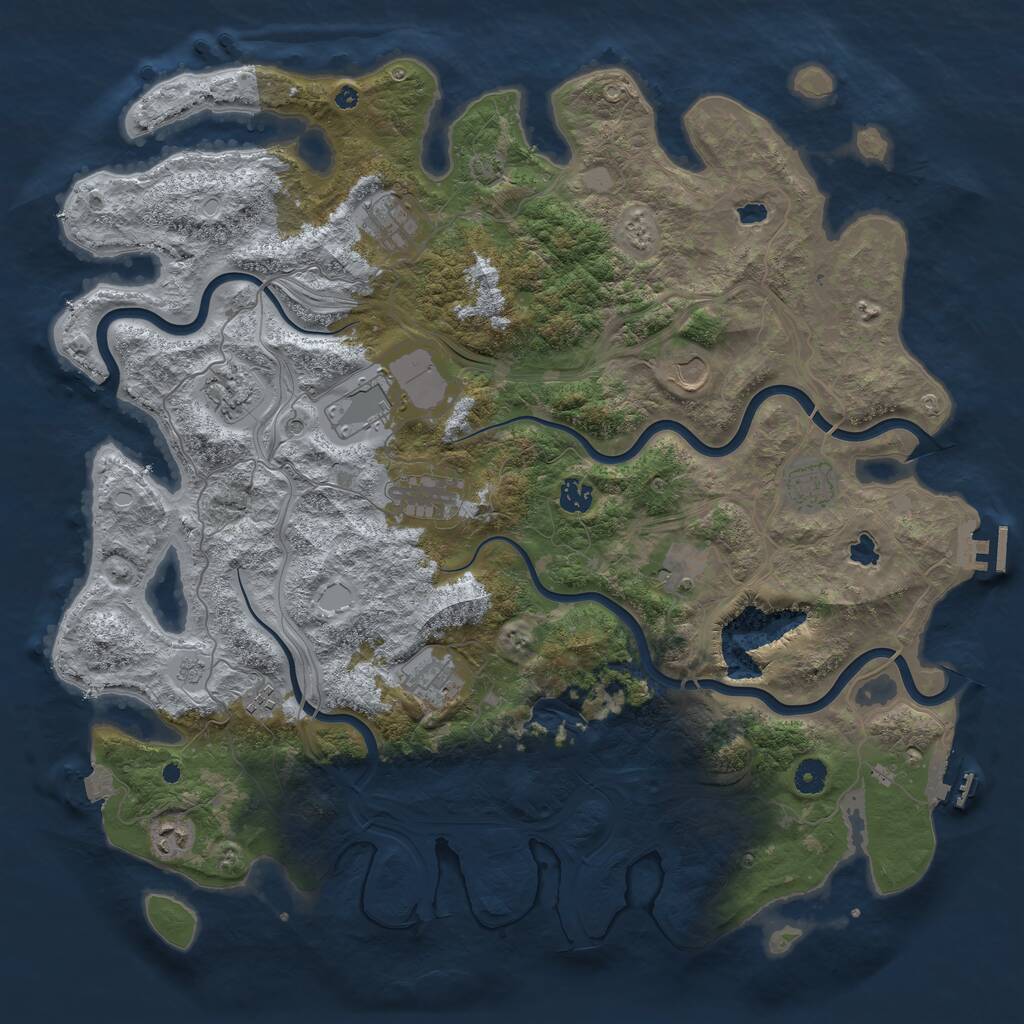Rust Map: Procedural Map, Size: 4500, Seed: 4894221, 17 Monuments