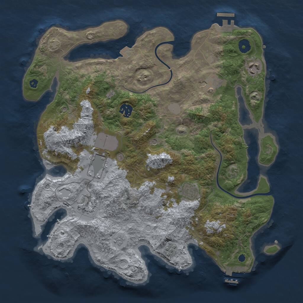 Rust Map: Procedural Map, Size: 3500, Seed: 3798415, 13 Monuments