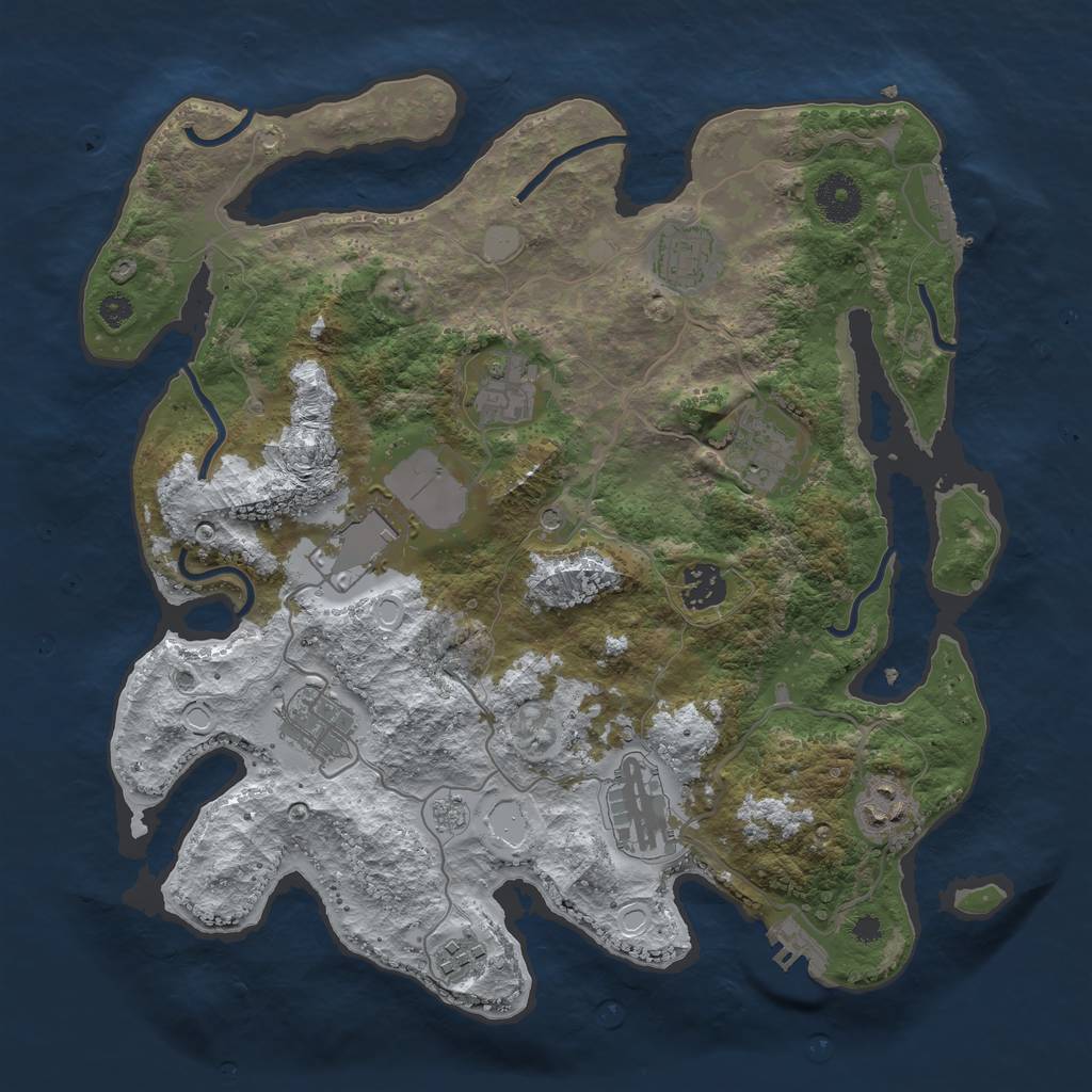 Rust Map: Procedural Map, Size: 3500, Seed: 3798415, 18 Monuments