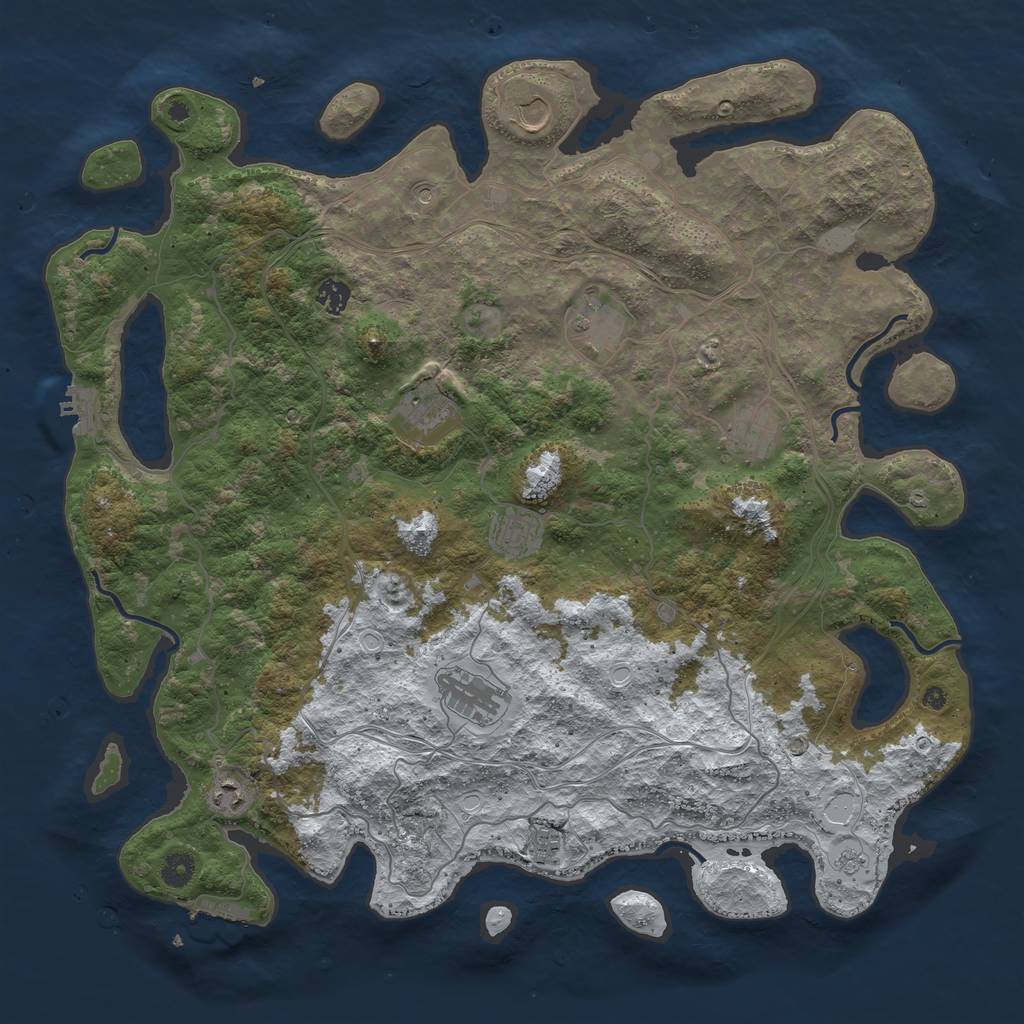 Rust Map: Procedural Map, Size: 4500, Seed: 719482653, 18 Monuments