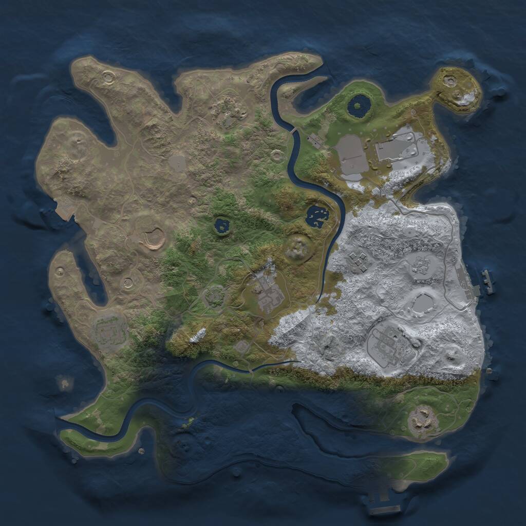 Rust Map: Procedural Map, Size: 3500, Seed: 50137, 15 Monuments