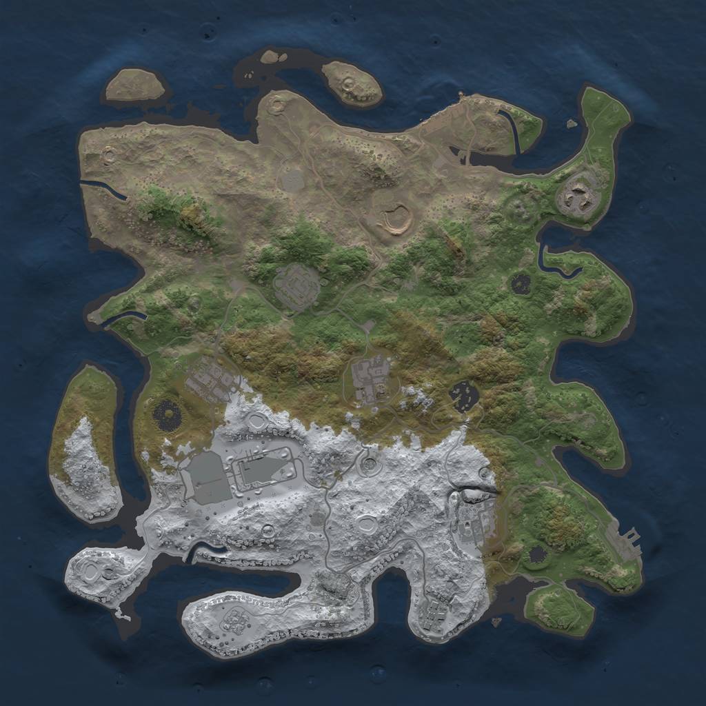 Rust Map: Procedural Map, Size: 3560, Seed: 377827, 18 Monuments