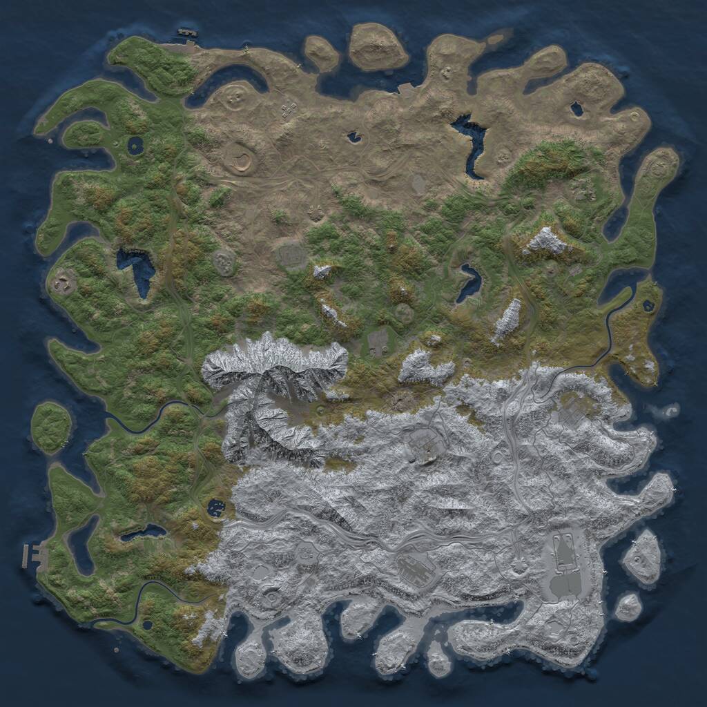 Rust Map: Procedural Map, Size: 6000, Seed: 771101, 17 Monuments