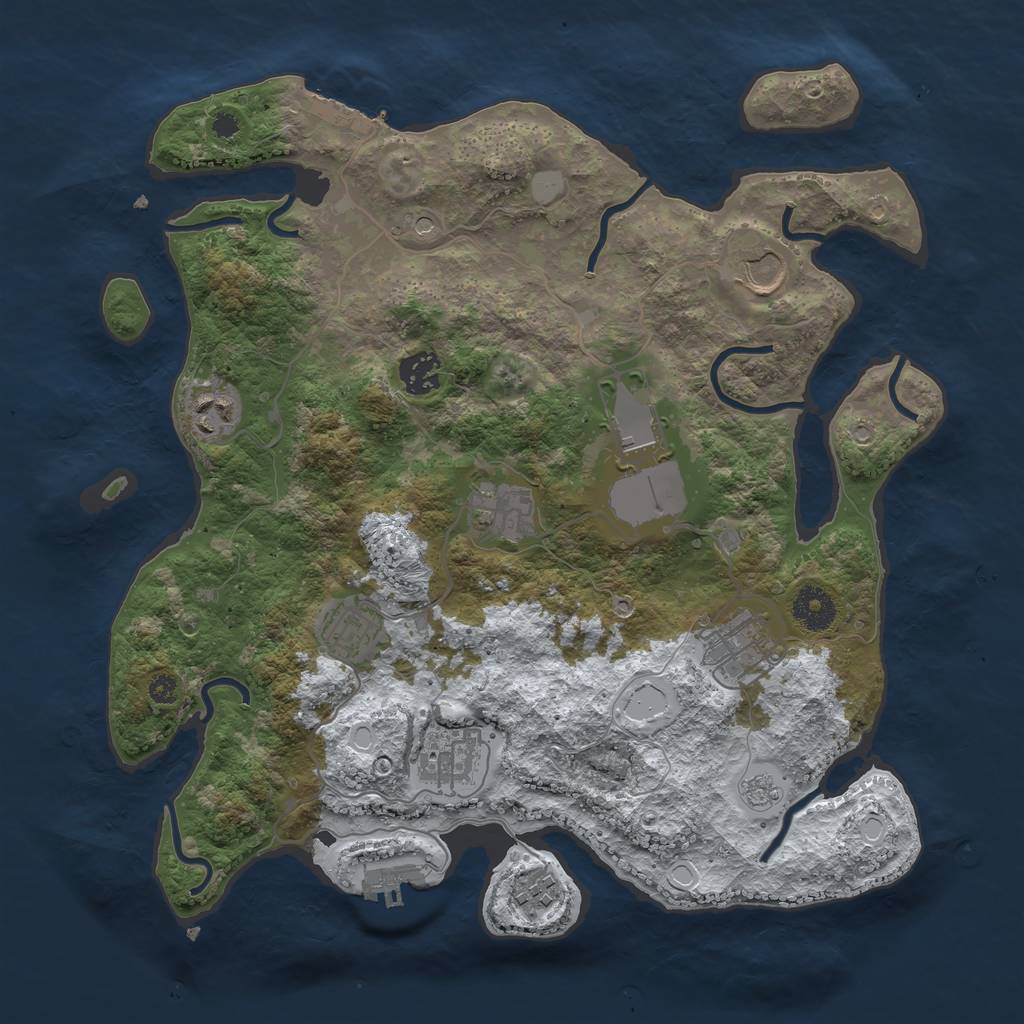 Rust Map: Procedural Map, Size: 3560, Seed: 2252347, 18 Monuments