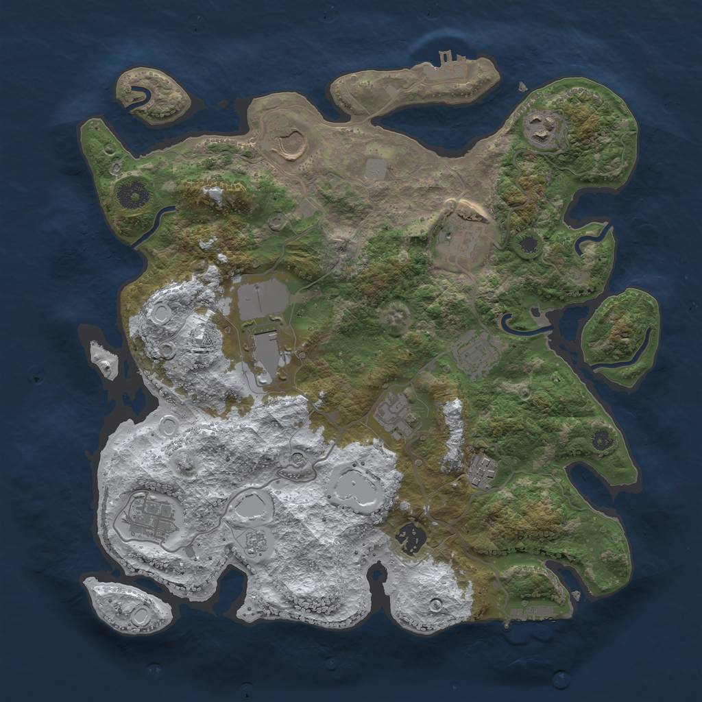 Rust Map: Procedural Map, Size: 3550, Seed: 452386, 18 Monuments