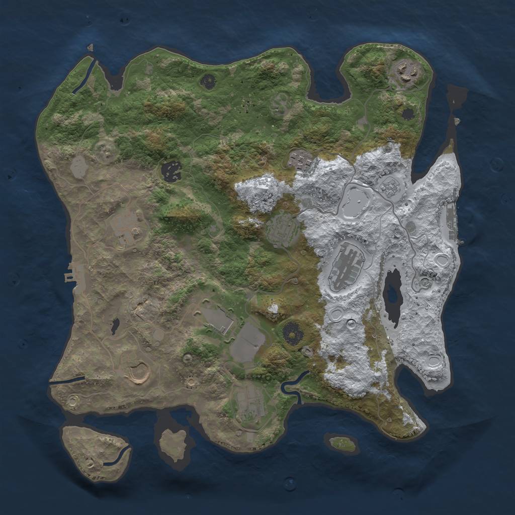 Rust Map: Procedural Map, Size: 3560, Seed: 3149280, 18 Monuments