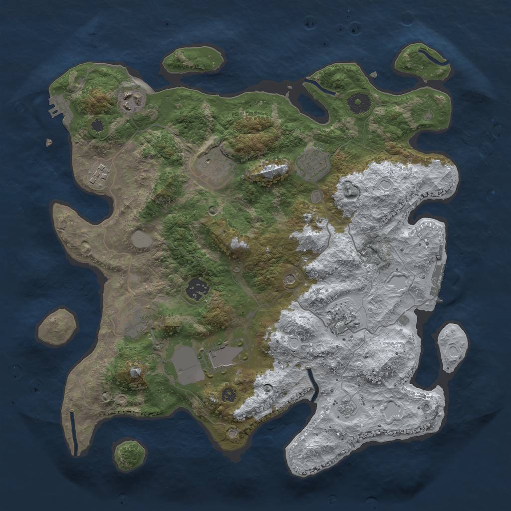 Rust Map: Procedural Map, Size: 3560, Seed: 3301741, 17 Monuments