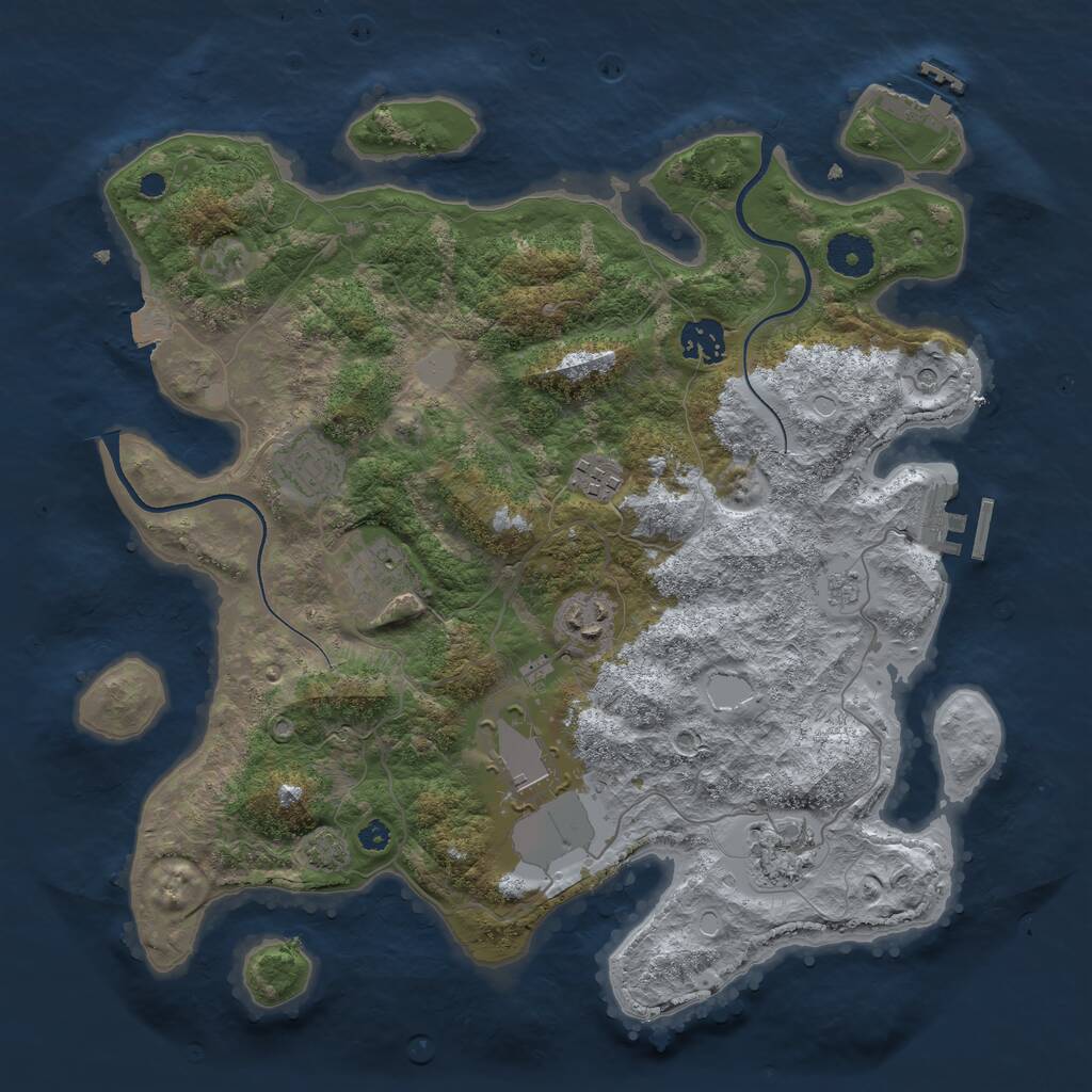 Rust Map: Procedural Map, Size: 3560, Seed: 3301741, 13 Monuments