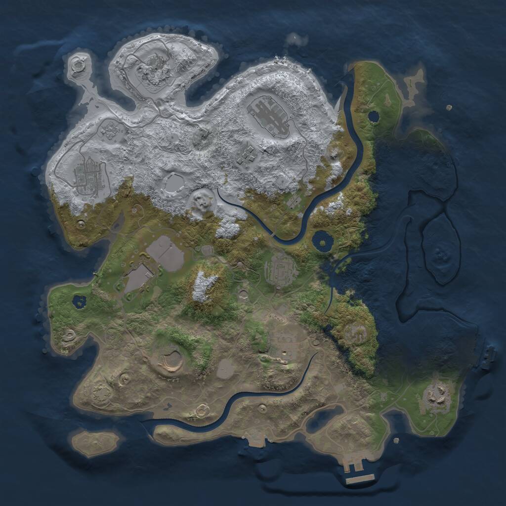 Rust Map: Procedural Map, Size: 3560, Seed: 4876187, 15 Monuments