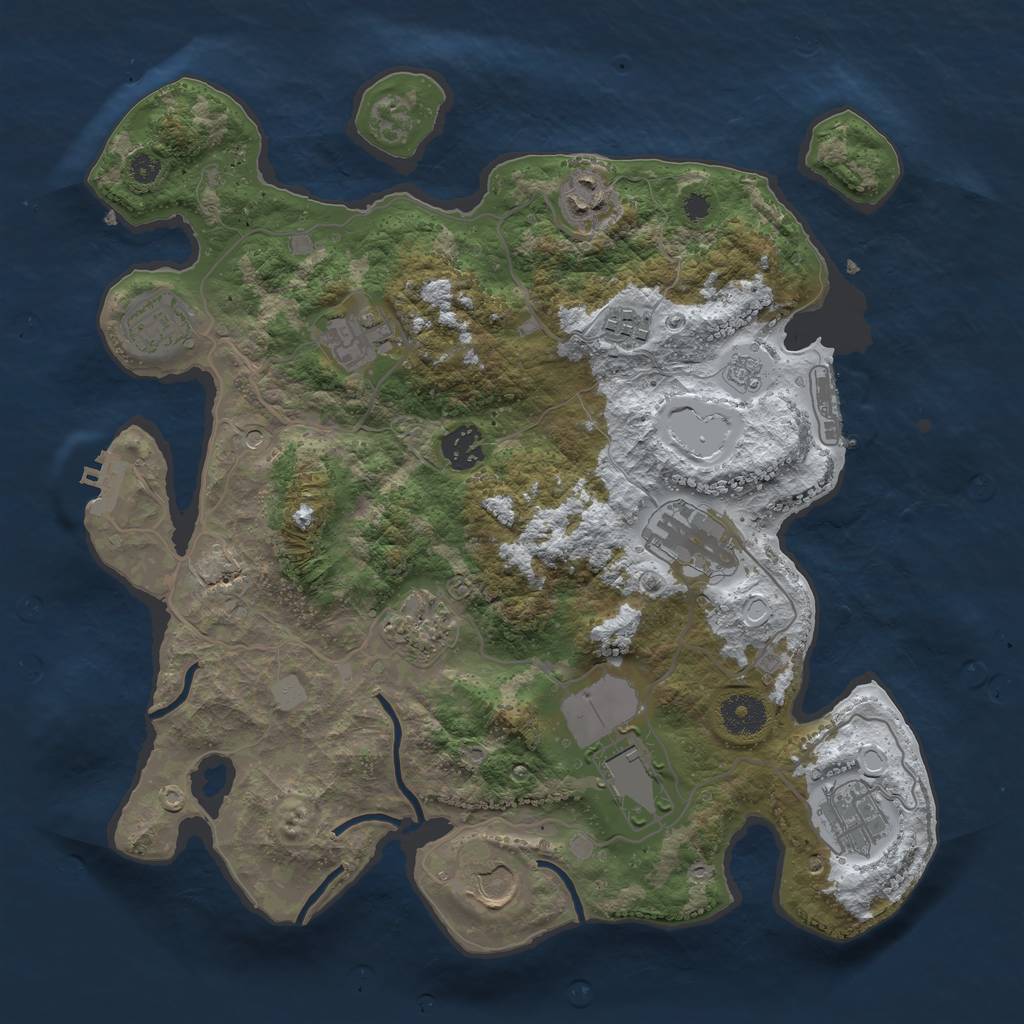 Rust Map: Procedural Map, Size: 3550, Seed: 755572, 19 Monuments