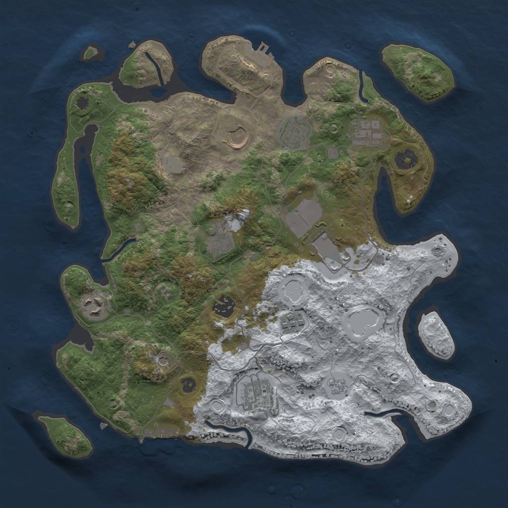 Rust Map: Procedural Map, Size: 3500, Seed: 9876, 18 Monuments