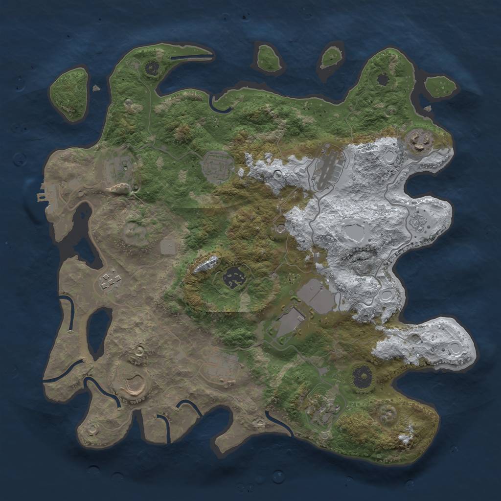 Rust Map: Procedural Map, Size: 3560, Seed: 1659761, 18 Monuments