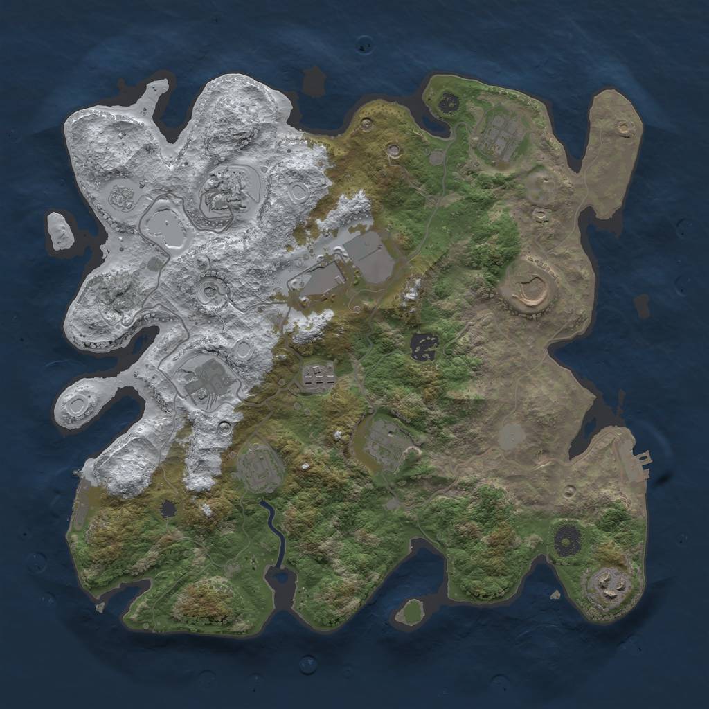 Rust Map: Procedural Map, Size: 3560, Seed: 3961260, 19 Monuments