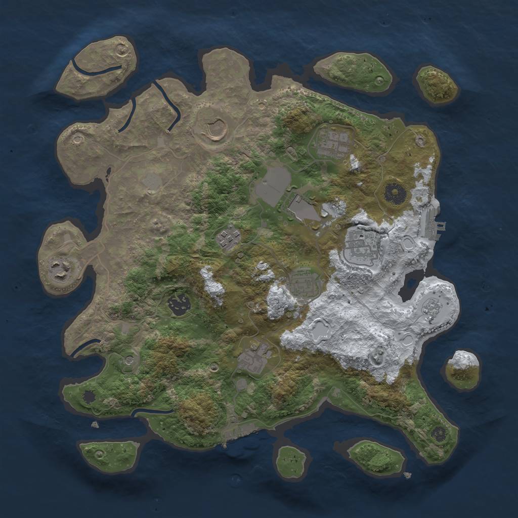 Rust Map: Procedural Map, Size: 3560, Seed: 3030979, 18 Monuments