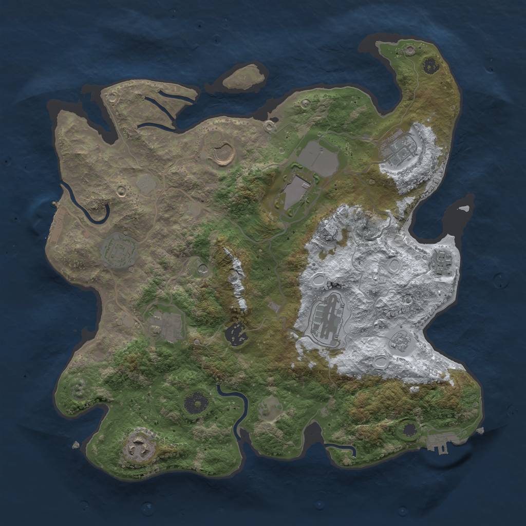 Rust Map: Procedural Map, Size: 3500, Seed: 1837037221, 18 Monuments