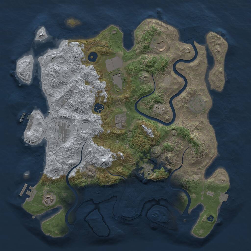 Rust Map: Procedural Map, Size: 3850, Seed: 228519137, 15 Monuments