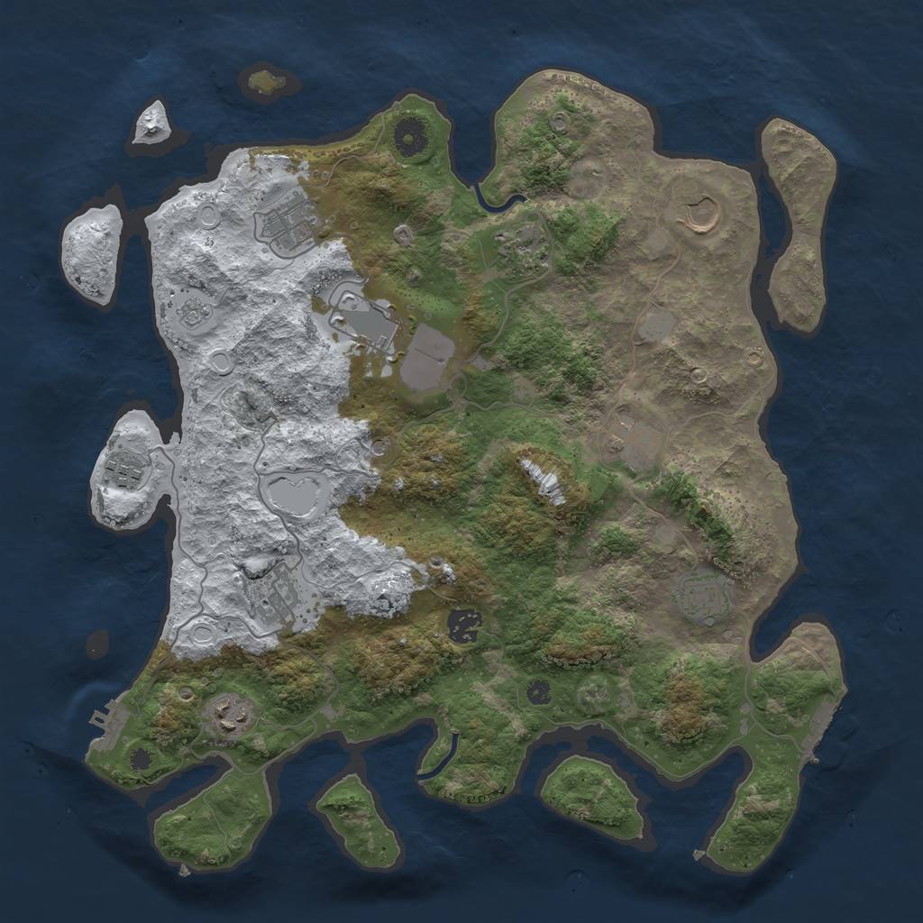 Rust Map: Procedural Map, Size: 3850, Seed: 228519137, 19 Monuments