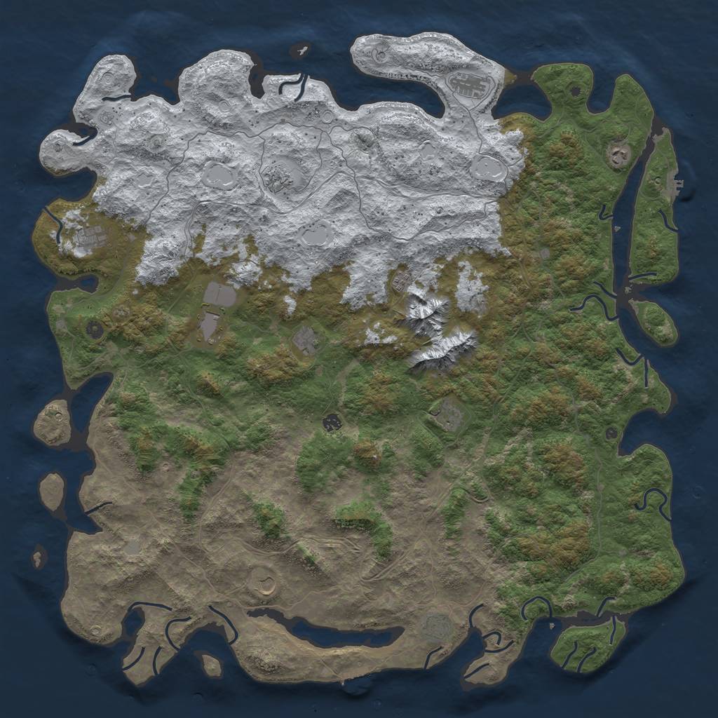 Rust Map: Procedural Map, Size: 6000, Seed: 887128, 20 Monuments