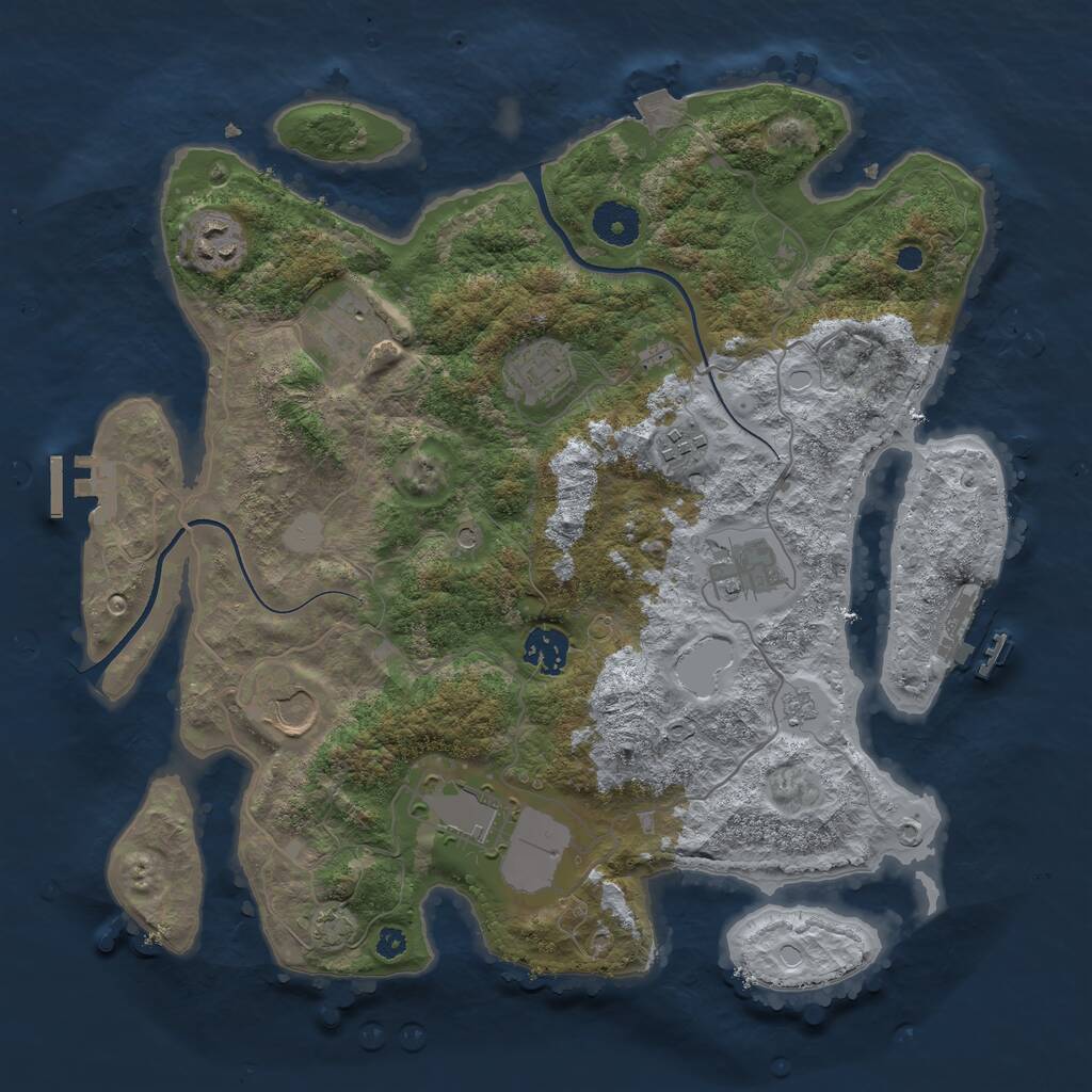 Rust Map: Procedural Map, Size: 3560, Seed: 663028, 14 Monuments