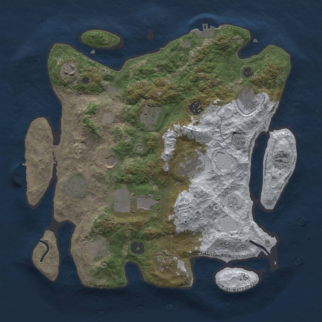 Rust Map: Procedural Map, Size: 3560, Seed: 663028, 20 Monuments