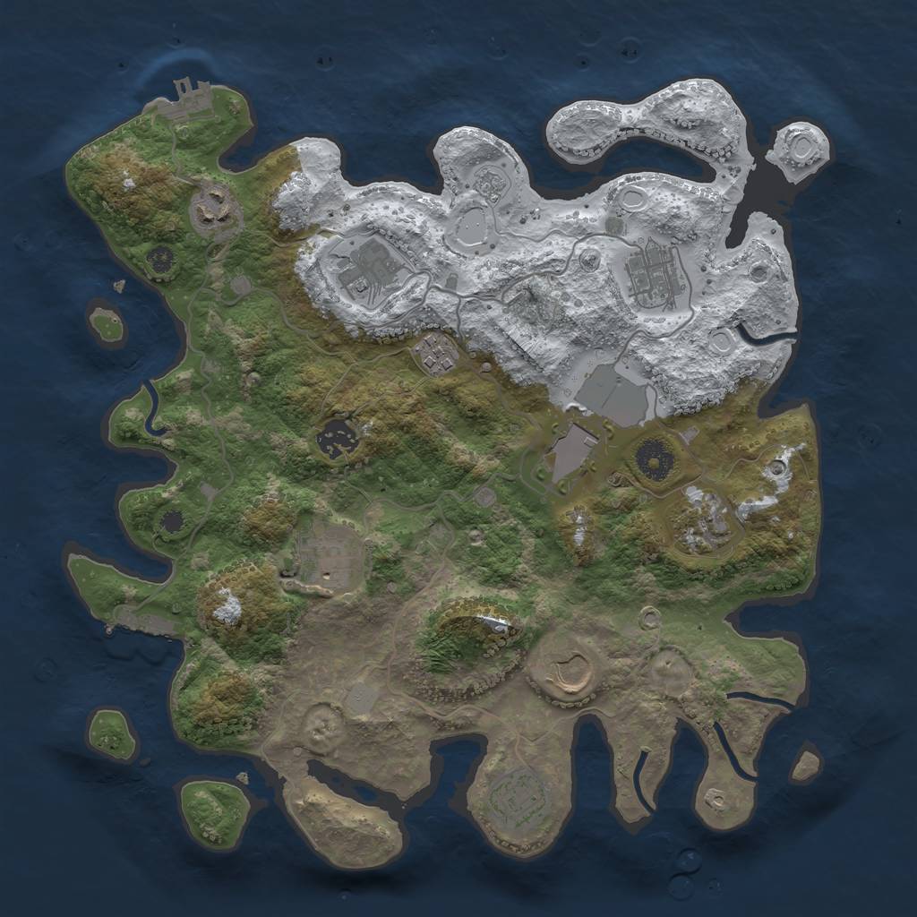 Rust Map: Procedural Map, Size: 3550, Seed: 921533, 18 Monuments